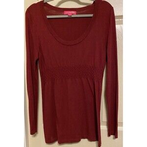Red Maroon Tunic Maternity SWEATER Knit Pullover Holiday Christmas Liz Lange L